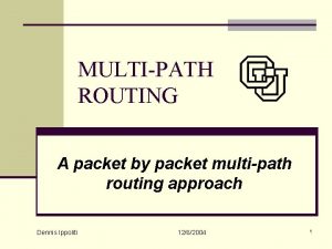 MULTIPATH ROUTING A packet by packet multipath routing