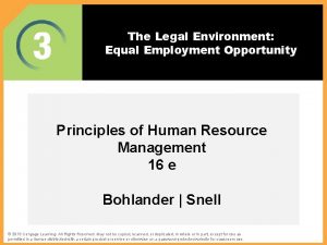 The Legal Environment Equal Employment Opportunity Principles of