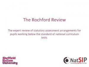 The Rochford Review The expert review of statutory