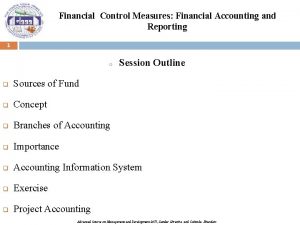 Financial Control Measures Financial Accounting and Reporting 1