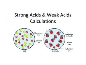 Strong Acids Weak Acids Calculations Strong Acids Recall