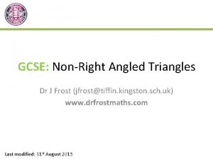 GCSE NonRight Angled Triangles Dr J Frost jfrosttiffin