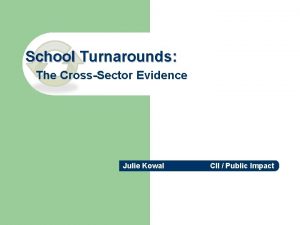 School Turnarounds The CrossSector Evidence Julie Kowal CII