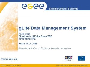 Enabling Grids for Escienc E g Lite Data