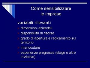 Come sensibilizzare le imprese variabili rilevanti dimensioni aziendali