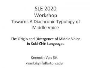 SLE 2020 Workshop Towards A Diachronic Typology of
