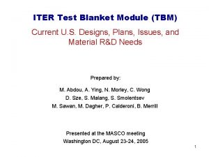 ITER Test Blanket Module TBM Current U S