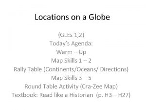 Locations on a Globe GLEs 1 2 Todays