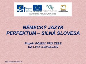 NMECK JAZYK PERFEKTUM SILN SLOVESA Projekt POMOC PRO