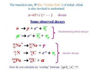 The transition rate W the Golden Rule of