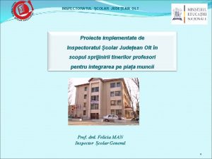 INSPECTORATUL COLAR JUDEEAN OLT Proiecte implementate de Inspectoratul