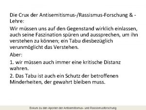 Die Crux der AntisemitismusRassismusForschung Lehre Wir mssen uns