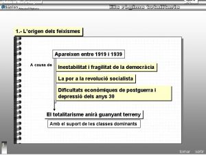 Armand Figuera 1 Lorigen dels feixismes Apareixen entre