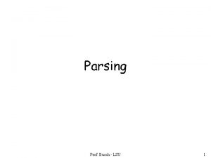 Parsing Prof Busch LSU 1 Compiler Lexical analyzer