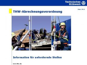 THWAbrechnungsverordnung Information fr anfordernde Stellen www thw de