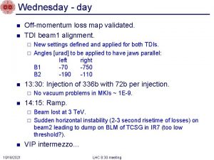 Wednesday day n n Offmomentum loss map validated