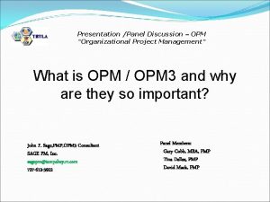 Presentation Panel Discussion OPM Organizational Project Management What