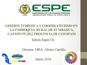 GESTIN TURSTICA Y COOPERATIVISMO EN LA PARROQUIA RURAL