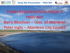 Study Site Presentation NIGG BAY TORRY REGENERATION PROJECT