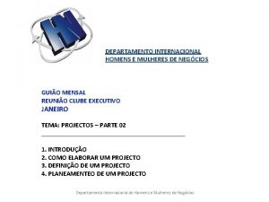 DEPARTAMENTO INTERNACIONAL HOMENS E MULHERES DE NEGCIOS GUIO