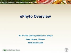 e Phyto Overview The 3 rd IPPC Global