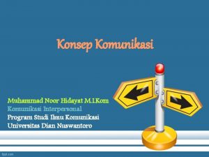 Konsep Komunikasi Muhammad Noor Hidayat M I Komunikasi
