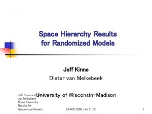 Space Hierarchy Results for Randomized Models Jeff Kinne