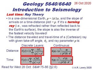 Geology 56406640 26 Oct 2020 Introduction to Seismology