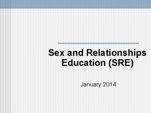 Sex and Relationships Education SRE January 2014 Aims