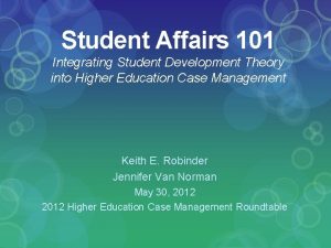 Student Affairs 101 Integrating Student Development Theory into