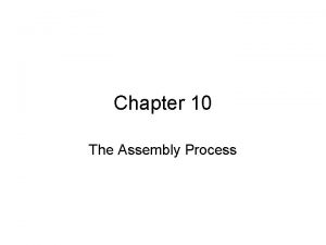 Chapter 10 The Assembly Process What Assemblers Do