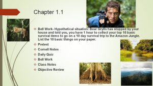 Chapter 1 1 Bell Work Hypothetical situation Bear