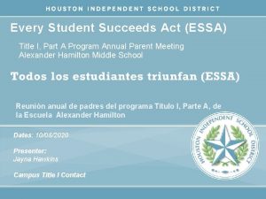 Every Student Succeeds Act ESSA Title I Part