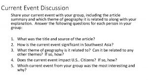 Current Event Discussion Share your current event with