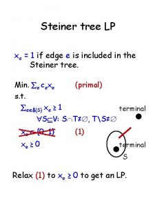 Steiner tree LP xe 1 if edge e