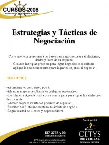 Estrategias y Tcticas de Negociacin Curso que le