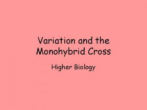 Variation and the Monohybrid Cross Higher Biology Significance