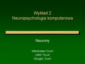 Wykad 2 Neuropsychologia komputerowa Neurony Wodzisaw Duch UMK