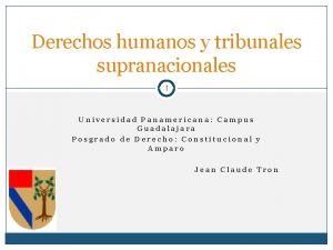 Derechos humanos y tribunales supranacionales 1 Universidad Panamericana