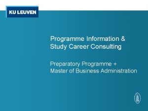 Programme Information Study Career Consulting Preparatory Programme Master