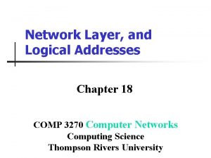 Network Layer and Logical Addresses Chapter 18 COMP