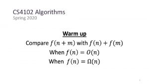 CS 4102 Algorithms Spring 2020 1 2 Partition