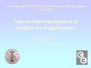 Universit degli Studi di Pavia Dipartimento di Chimica