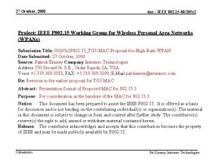 27 October 2000 doc IEEE 802 15 00205