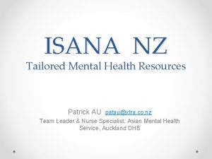 ISANA NZ Tailored Mental Health Resources Patrick AU