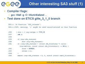 Other interesting SA 3 stuff 1 Compiler flags