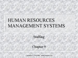 HUMAN RESOURCES MANAGEMENT SYSTEMS Staffing Chapter 9 Copywrite