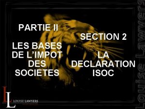 PARTIE II SECTION 2 LES BASES DE LIMPOT