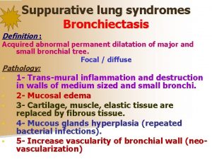 Suppurative lung syndromes Bronchiectasis Definition Acquired abnormal permanent