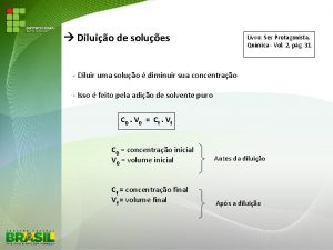 Diluio de solues Livro Ser Protagonista Qumica Vol